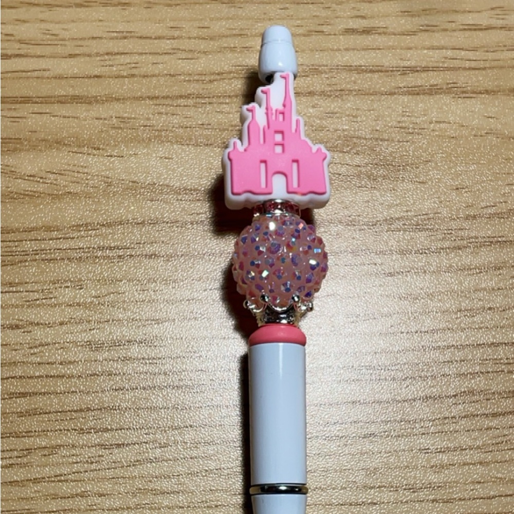 PINK PRINCESS CASTLE FOCAL BEADED PEN